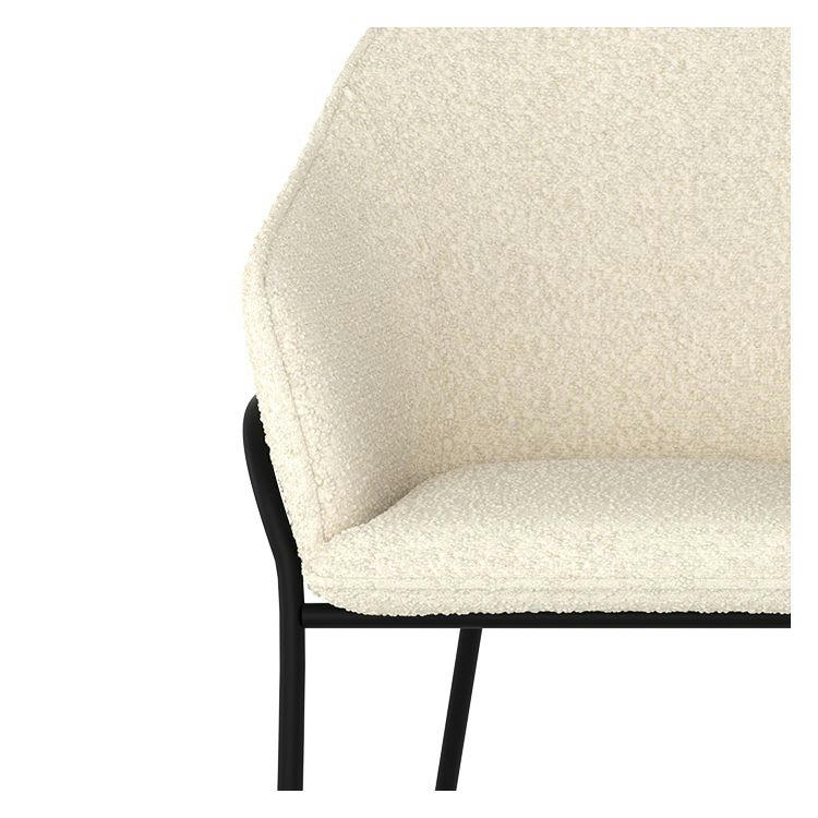 TOSCANE - Chaise effet laine bouclette blanche et pieds en métal