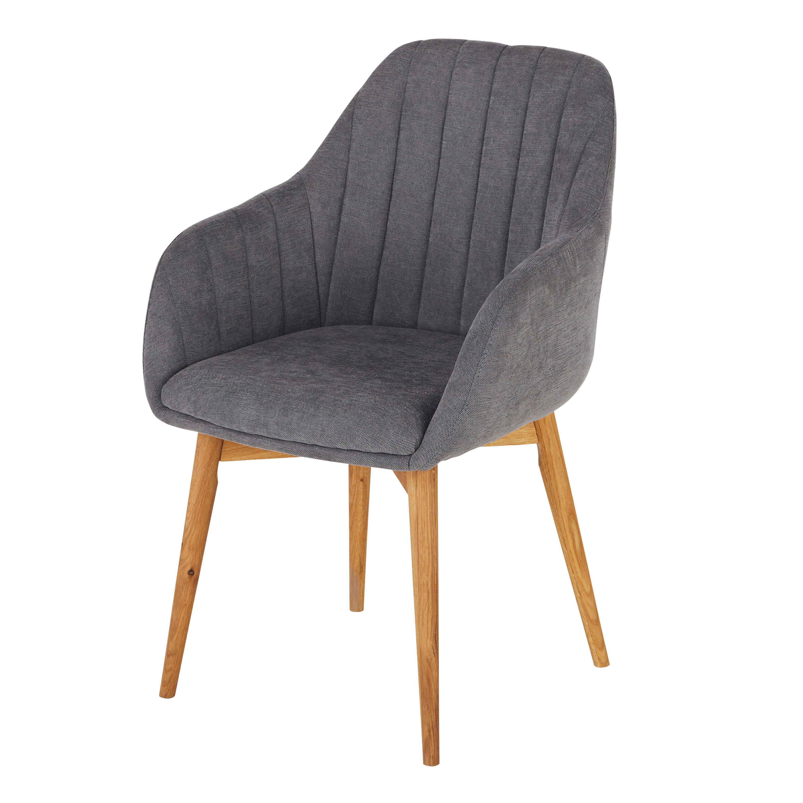 Archie - Fauteuil de table gris foncé et pieds en bois de chêne