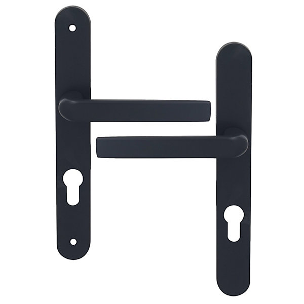 Ensemble poignée sur plaque Incurvé GoodHome Primel gris L.126mm x l.33mm entraxe 195mm
