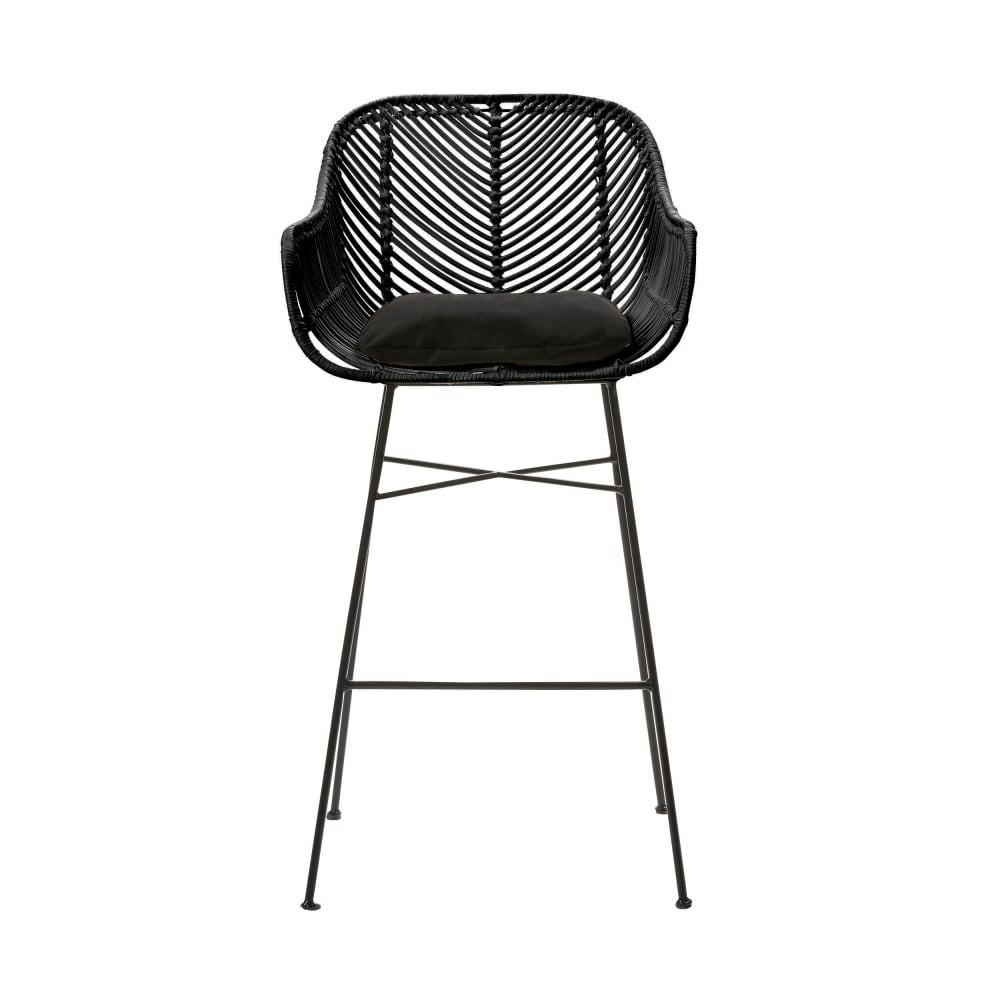 NUNUHAI - Lot de 2 tabourets de bar en rotin 68cm noir