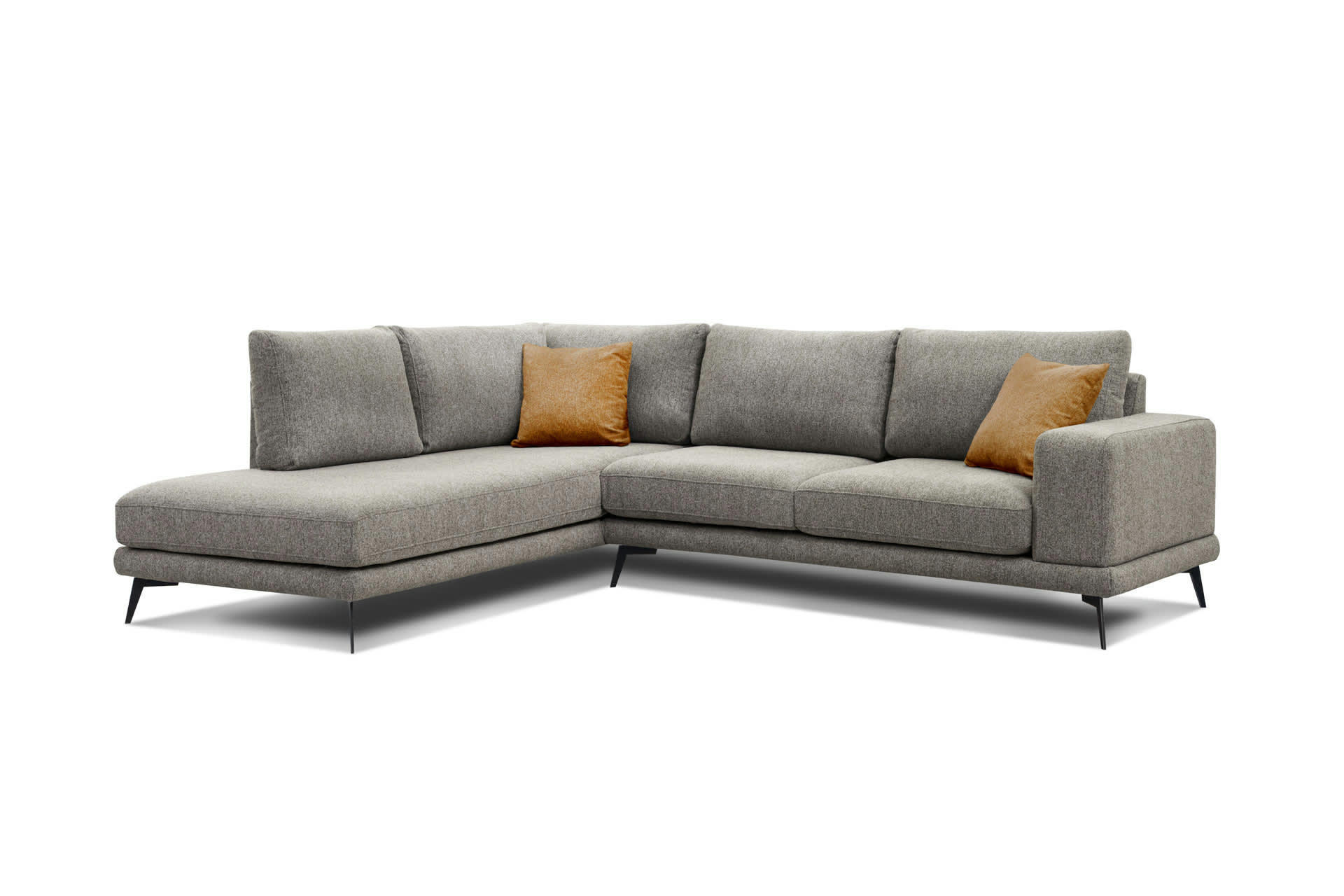 MEDIOLANE - Canapé d'angle gauche 5 places tissu taupe