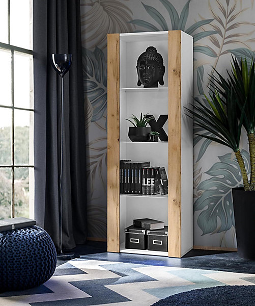 Ensemble Meubles TV Blanc Bois - Rangements - Etagères - Modèle Grand Moderne - Salon Chambre