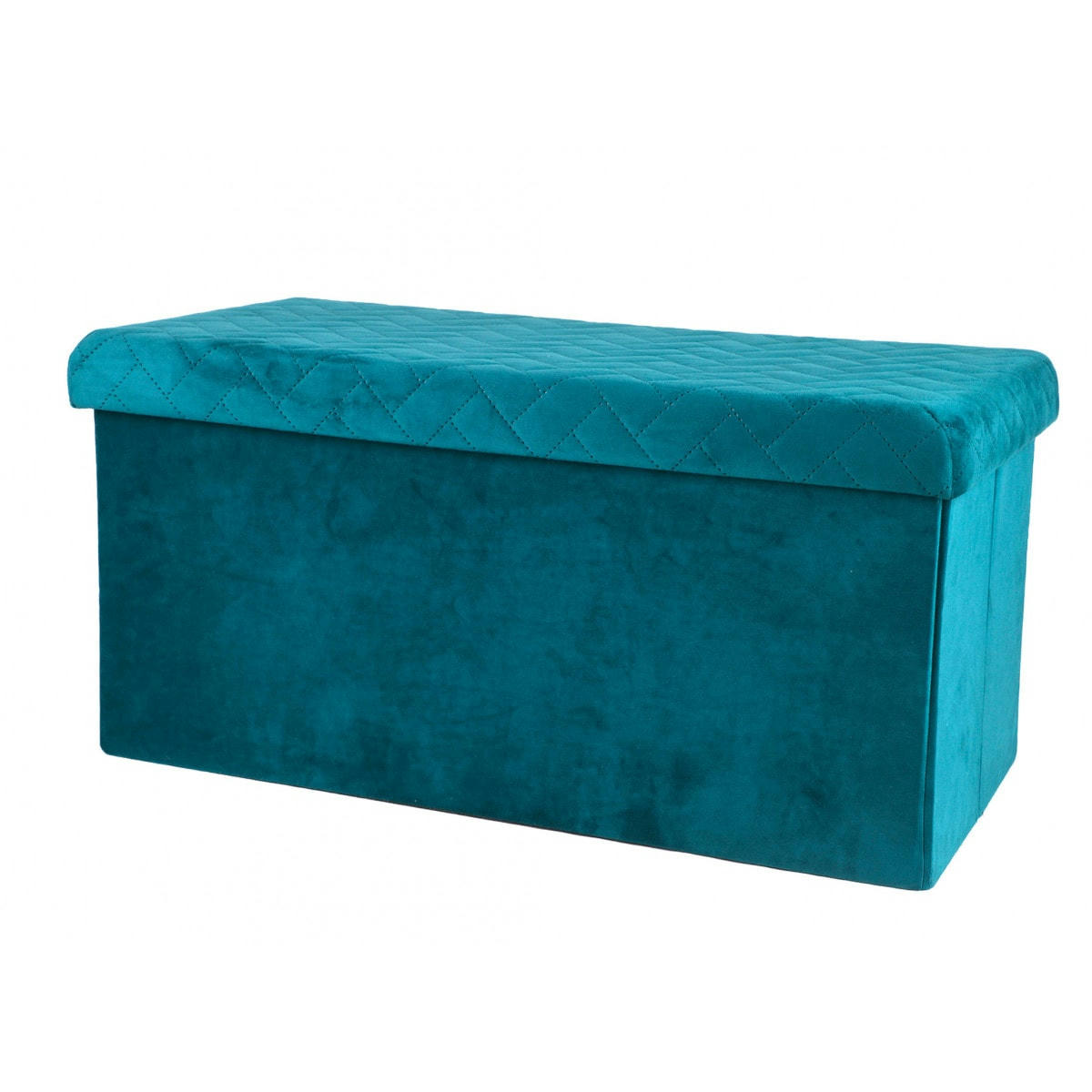 - Banquette coffre de rangement velours vert - 76x37.5x37.5cm