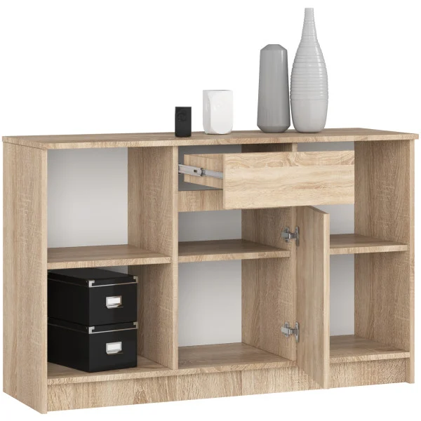 Komoda AKORD B17 Dąb Sonoma 120 cm mat 6 półek 120x40x77 cm