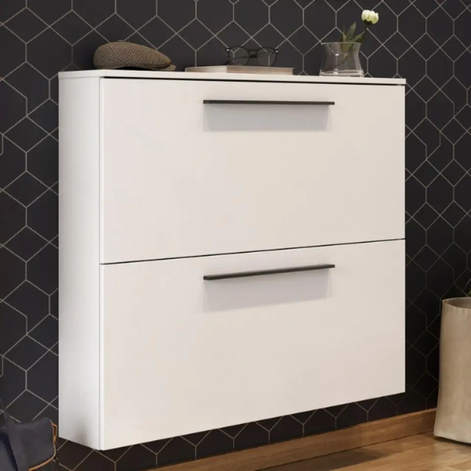 Schoenenkast Jonas 100cm met twee deuren - wit