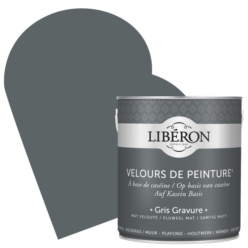 Peinture pour murs Velours de Peinture gris gravure mat 2,5 L LIBERON