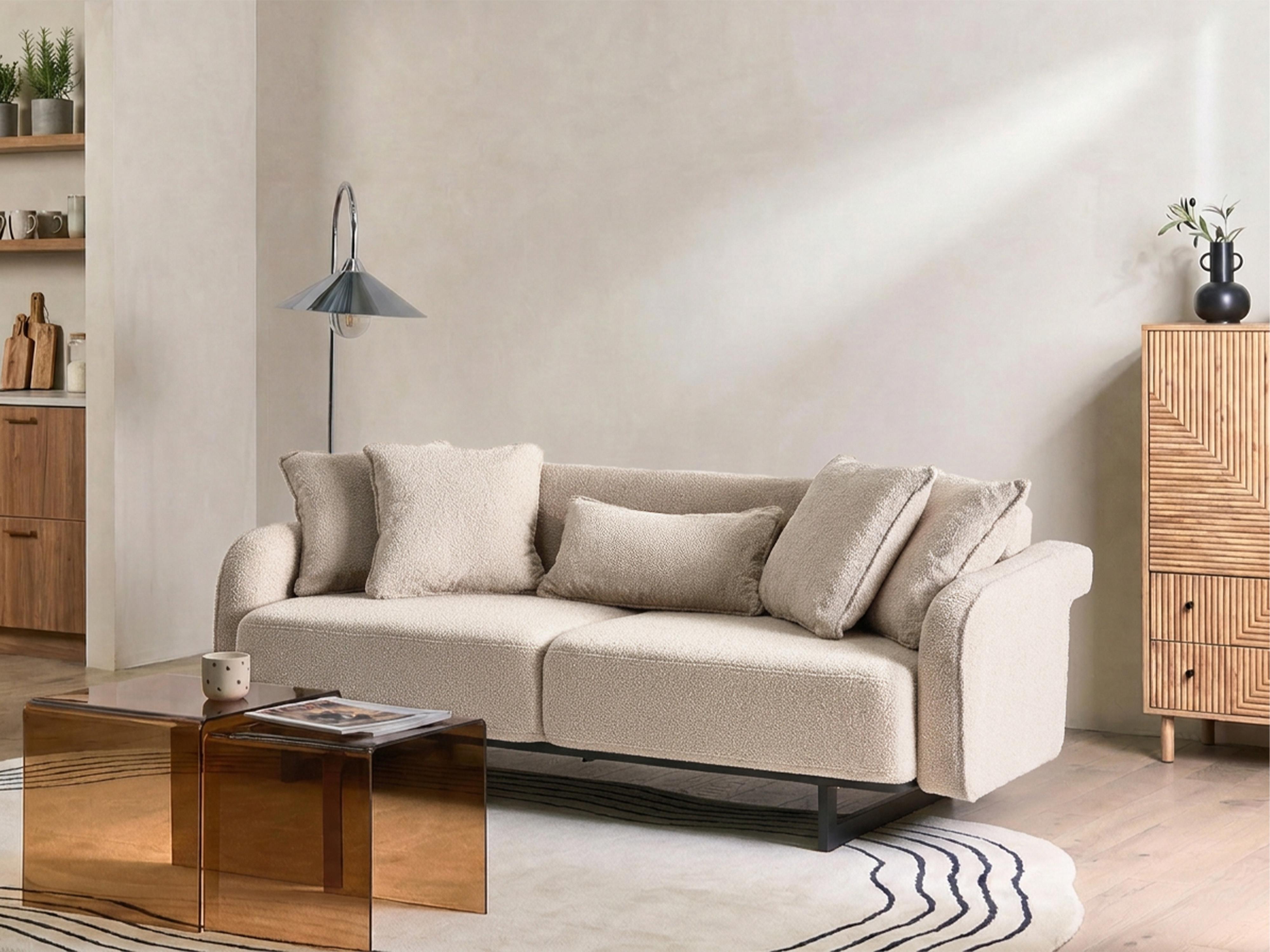 Sofa 3 Seater SVANEK Boucle Beige