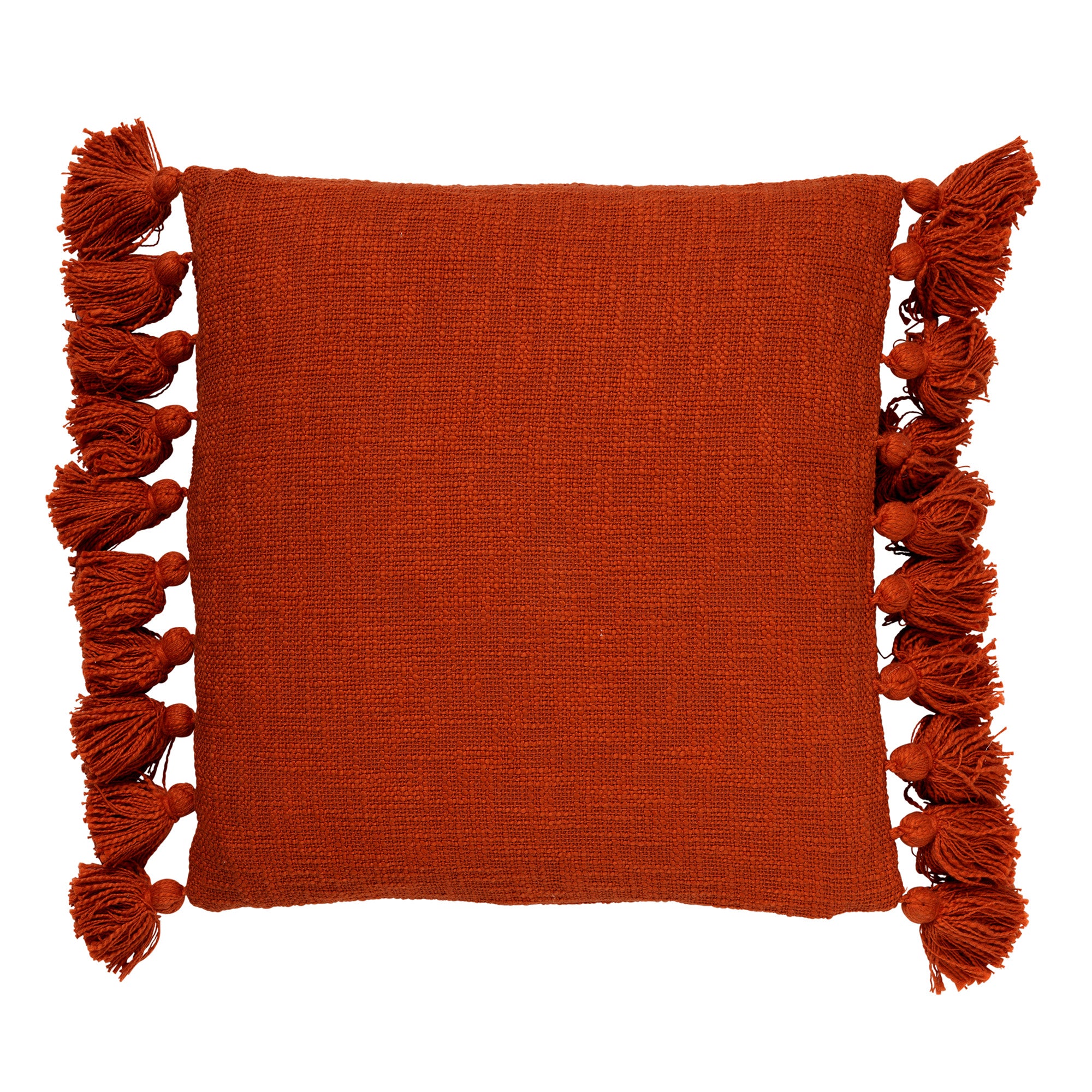 RUBY - Kussenhoes 45x45 cm - 100% katoen - met flosjes - Potters Clay - oranje