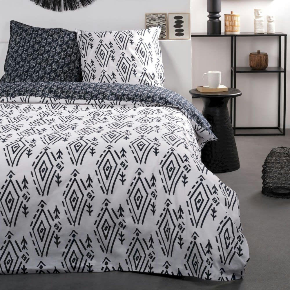 - Parure de couette 100% coton 57 fils imprimée 240x220 2 taies