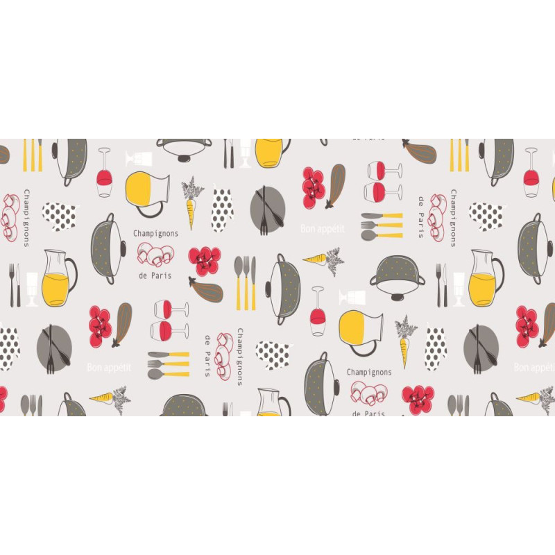 Nappe en PVC non tissé Champignons 140 cm au mètre