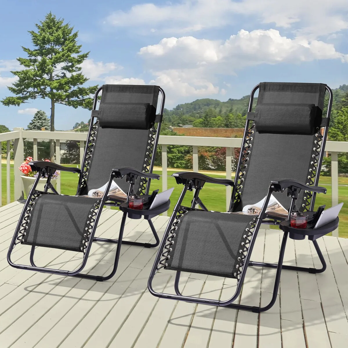 BONOSUKI Outdoor Foldable Recliner Lounge Chair Zero Gravity Chair