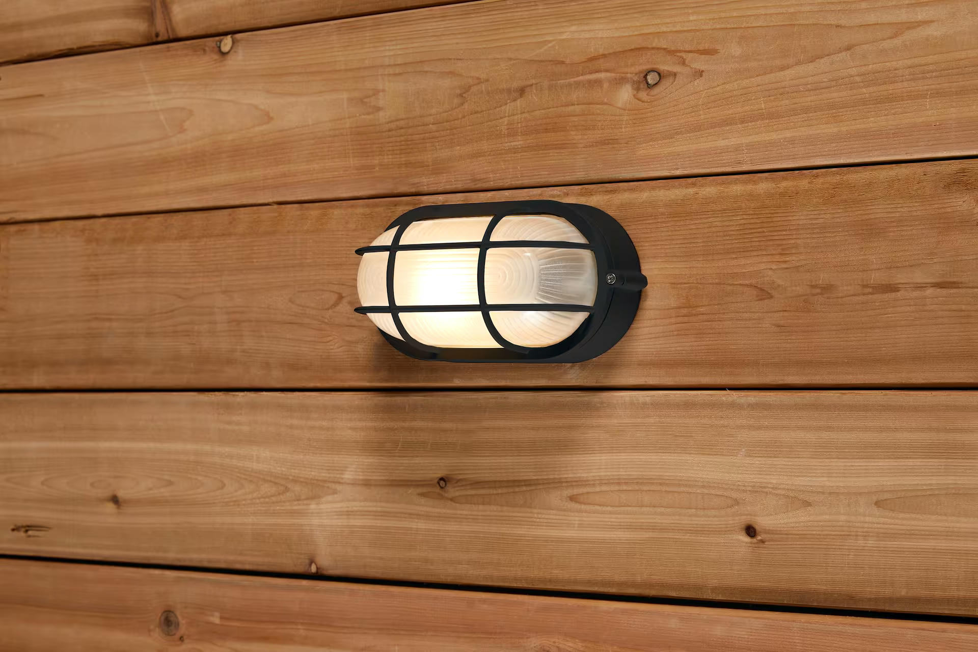 NOMA Marina Frosted Glass Shade Outdoor Wall Light, Weather-Resistant, Black