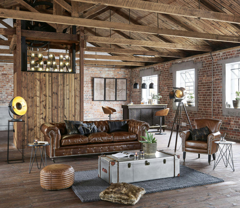 Edison - Guéridon industriel en métal noir L30