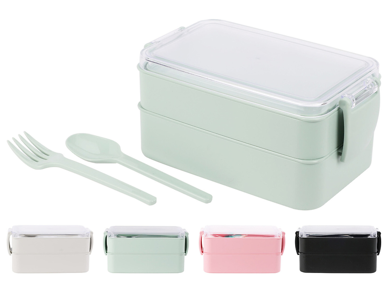 Lunch box ze sztućcami 18,3x10,3 cm mix kolorów