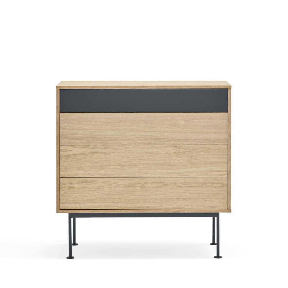 YOKO - Commode 4 tiroirs en bois L90xH45cm gris anthracite