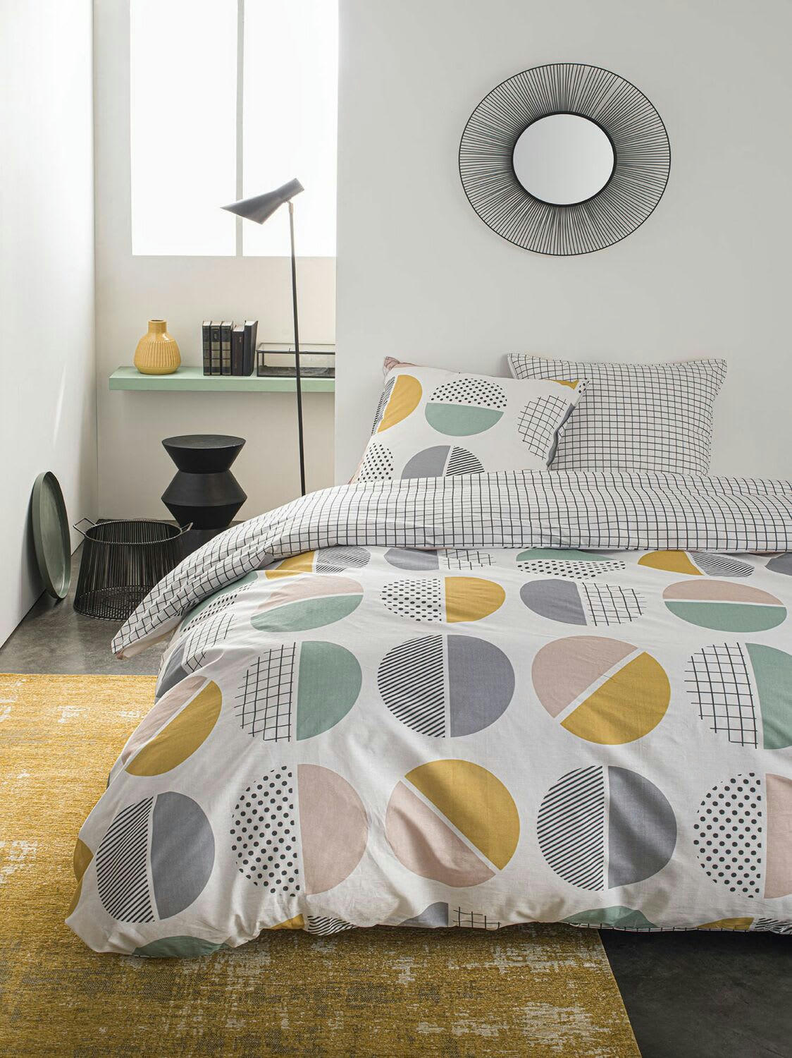 HARI - Parure housse de couette coton gris 240x260 cm