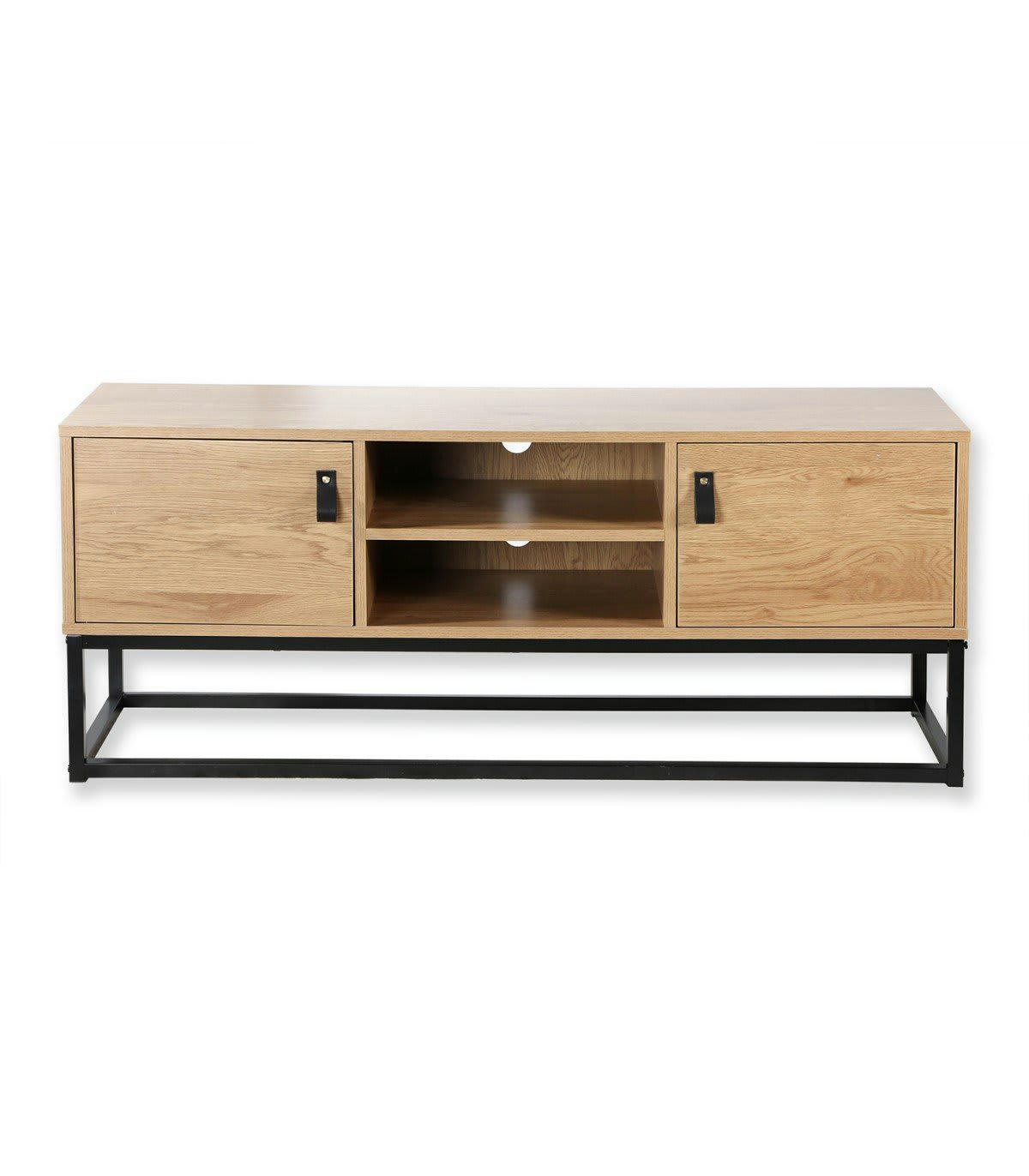 JILL - Meuble TV Décor Chêne 2 Portes 2 Niches L120 cm - JILL