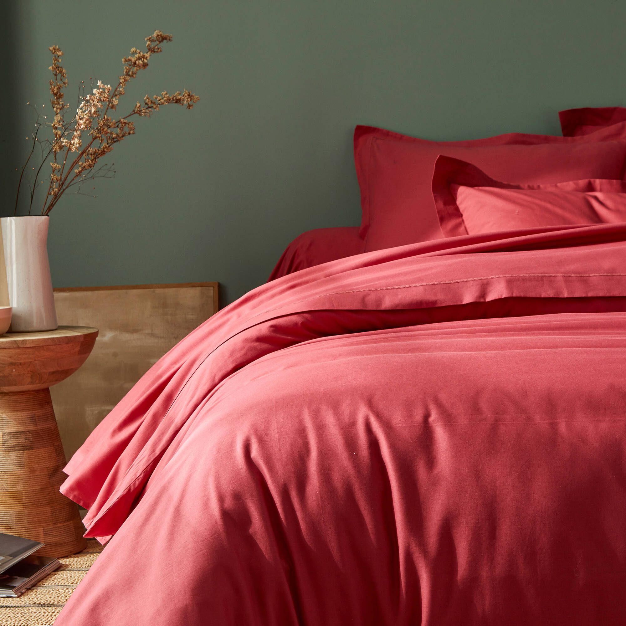 Linge de lit uni polyester-coton Colombine