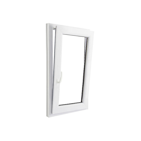 Fenêtre 1 vantail oscillo-battante, tirant droit double vitrage GoodHome en PVC blanc l.65 x H.118 cm