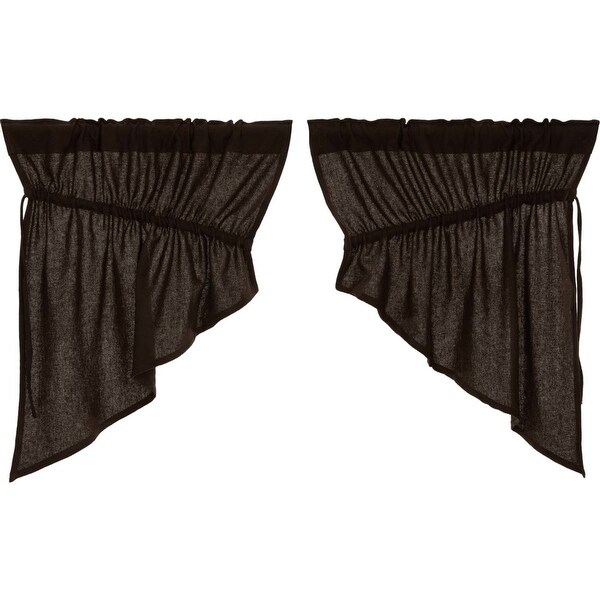 Farmhouse Kitchen Curtains VHC Cotton Burlap Prairie Swag Pair Rod Pocket Solid Color - Prairie Swag 36x36x18