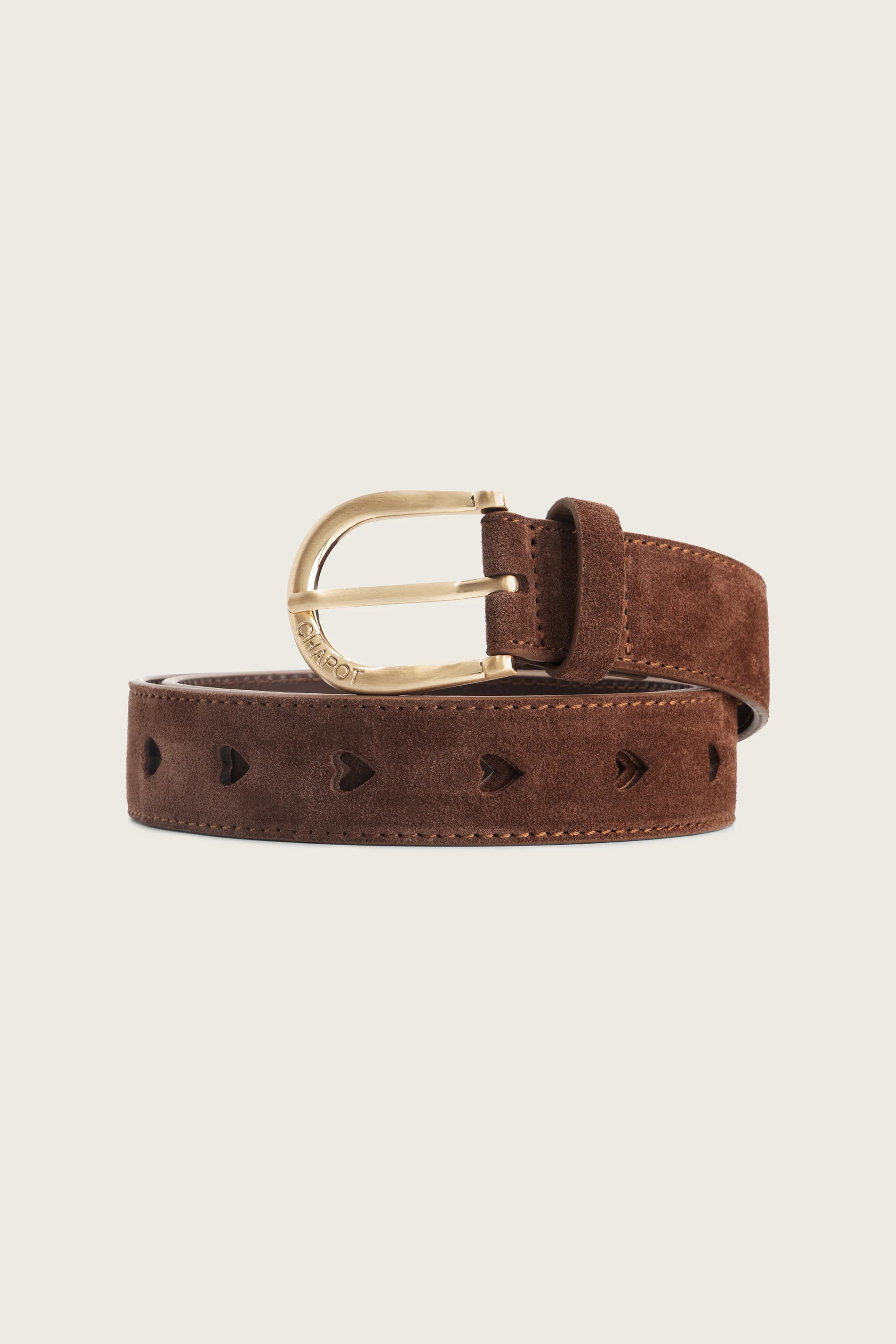 Cut It Out Heart Belt Suede | Chocolate Brown