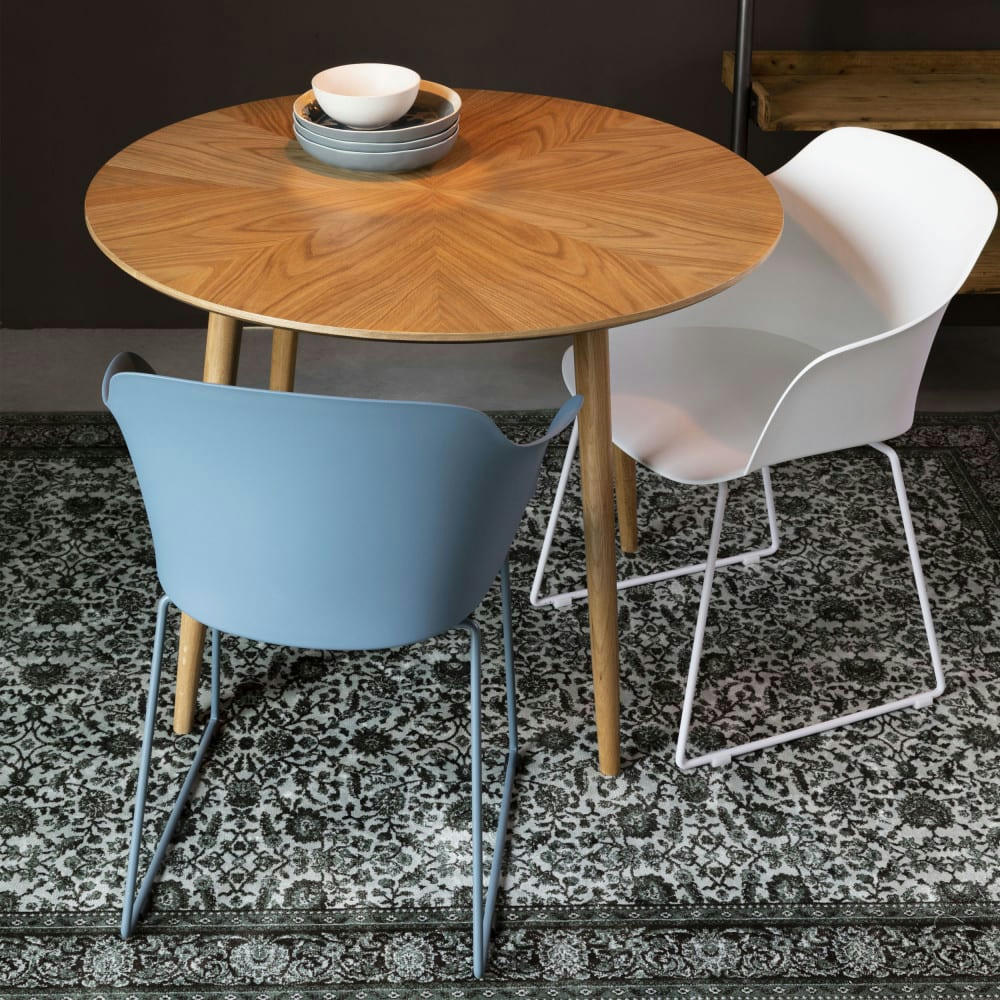 FABIO - Table à manger ronde en bois D100cm bois clair