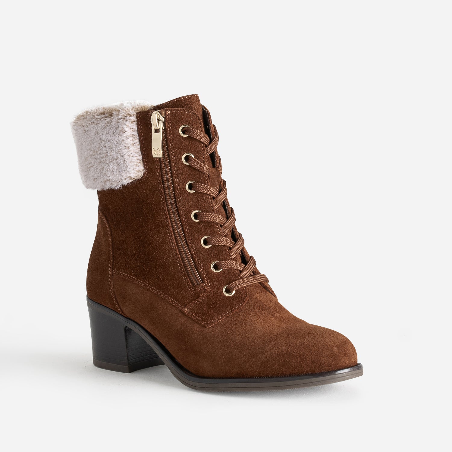 Boots CAPRICE cognac cuir velours