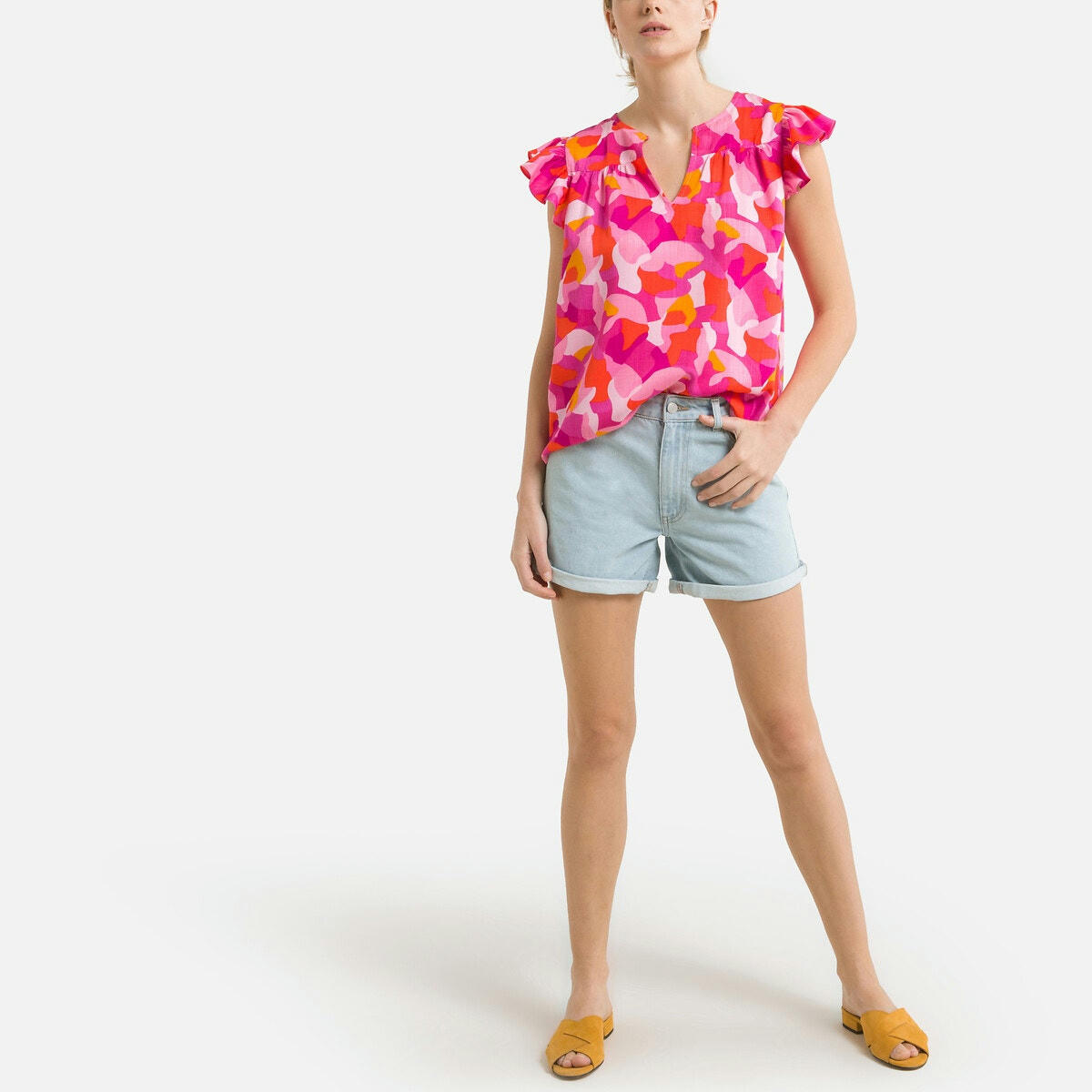 Blouse imprimée volantée