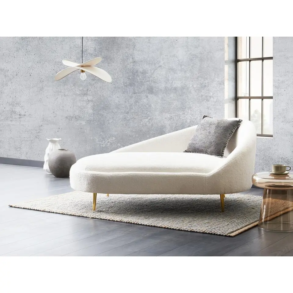 VALREAS - Chaise longue - Gebroken wit - Rechtszijdig - Boucl&eacute;