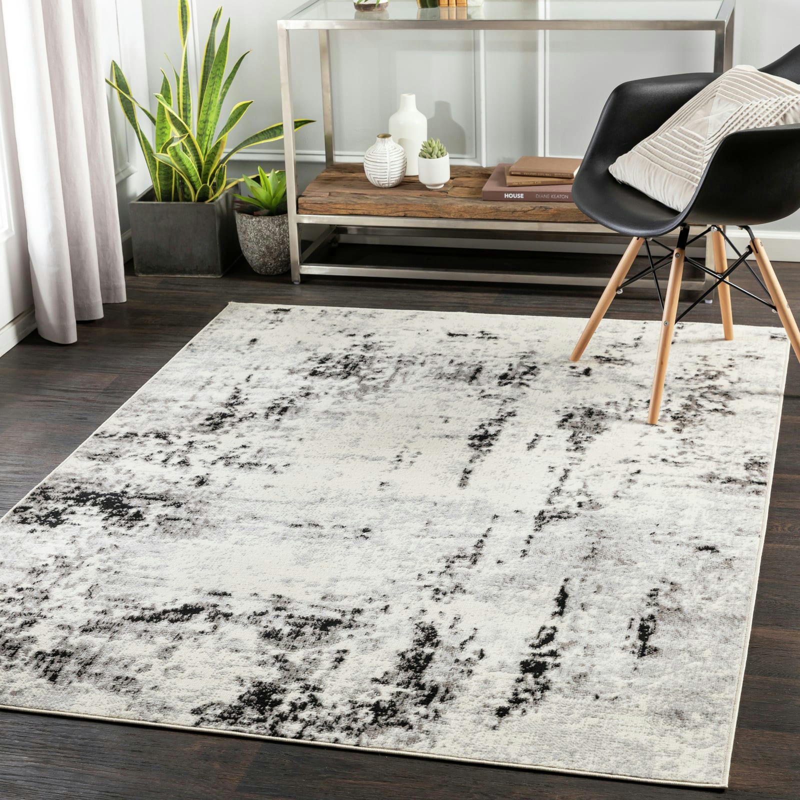 NATALIA - Tapis Abstrait Moderne Blanc/Gris 152x213