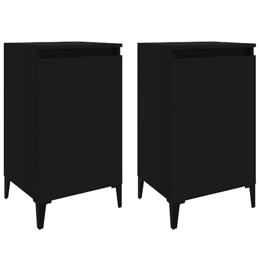 NNEVL Bedside Cabinets 2 pcs Black 40x35x70 cm Engineered Wood