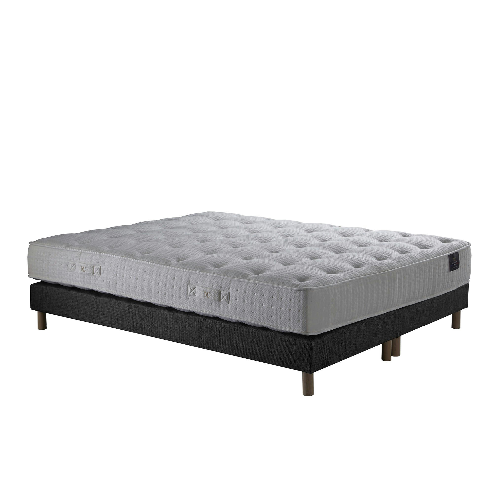 ASTRAL - Ensemble Matelas mousse Mémoire de forme + Sommier Anthracite 160x200