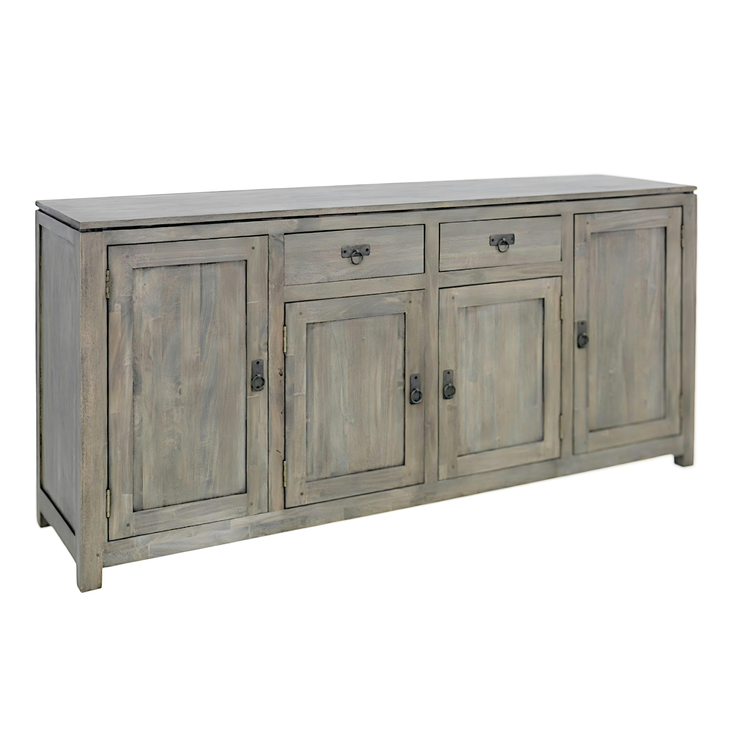 Buffet Enfilade Hévéa 4 portes, 2 tiroirs, 180x45x85cm HELENA