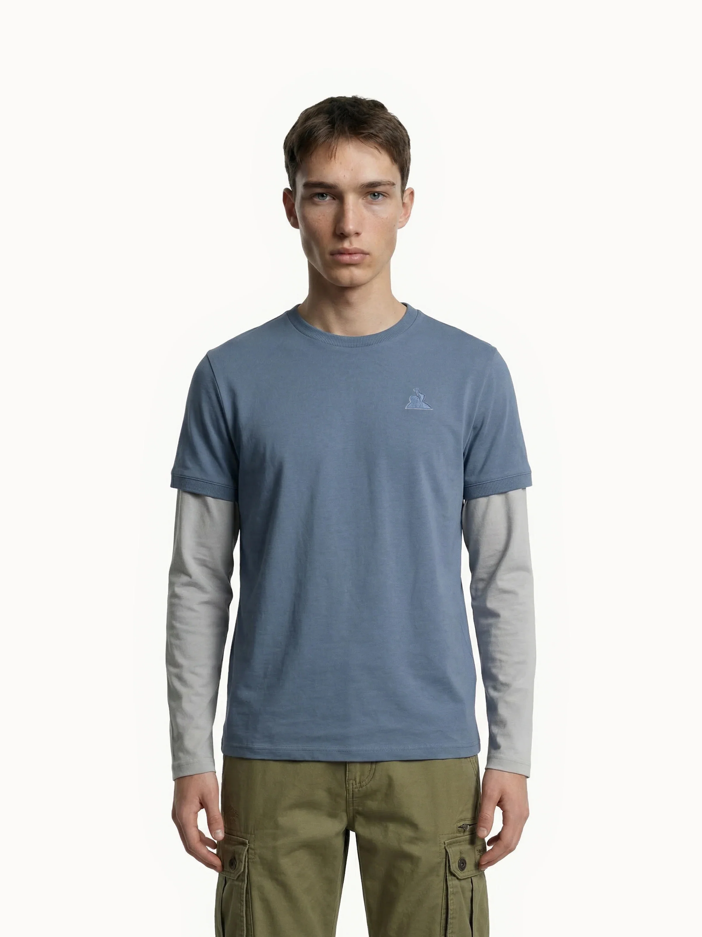 T-shirt Essentiel en jersey de coton avec logo brodé ton sur ton