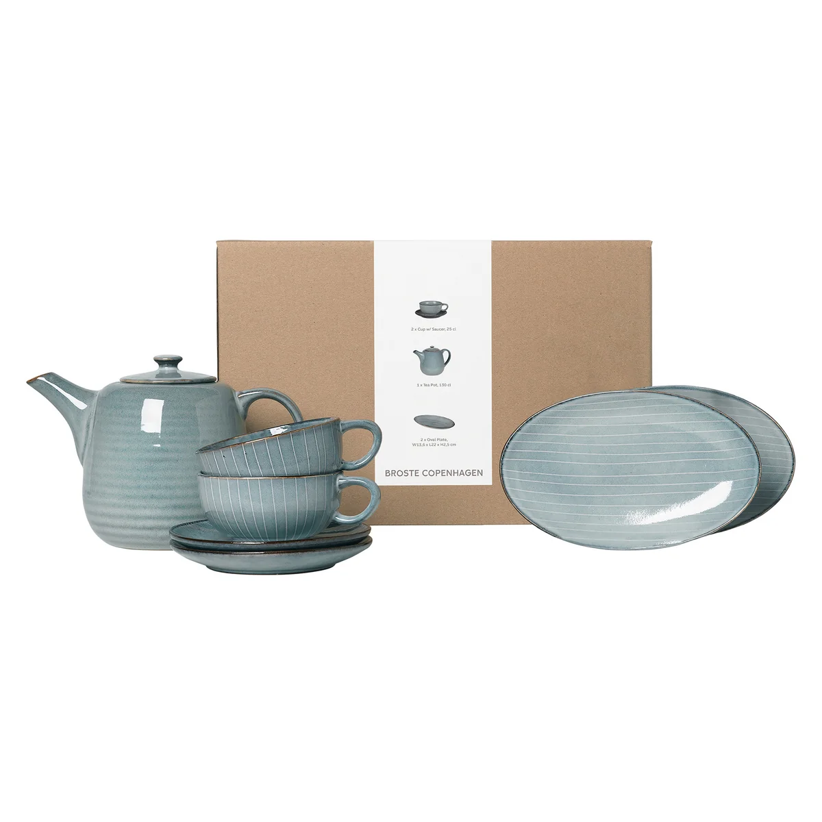 Broste Copenhagen - Nordic Sea Tee-Set, soft blue (5-tlg.)