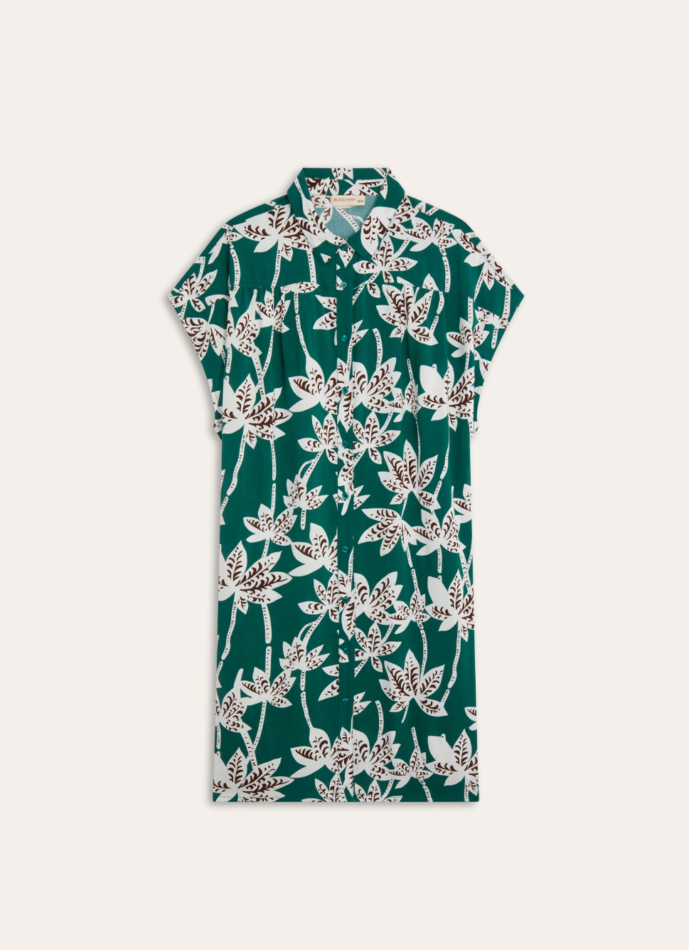 TUNIQUE EN VISCOSE IMPRIMÉE PALMIERS vert