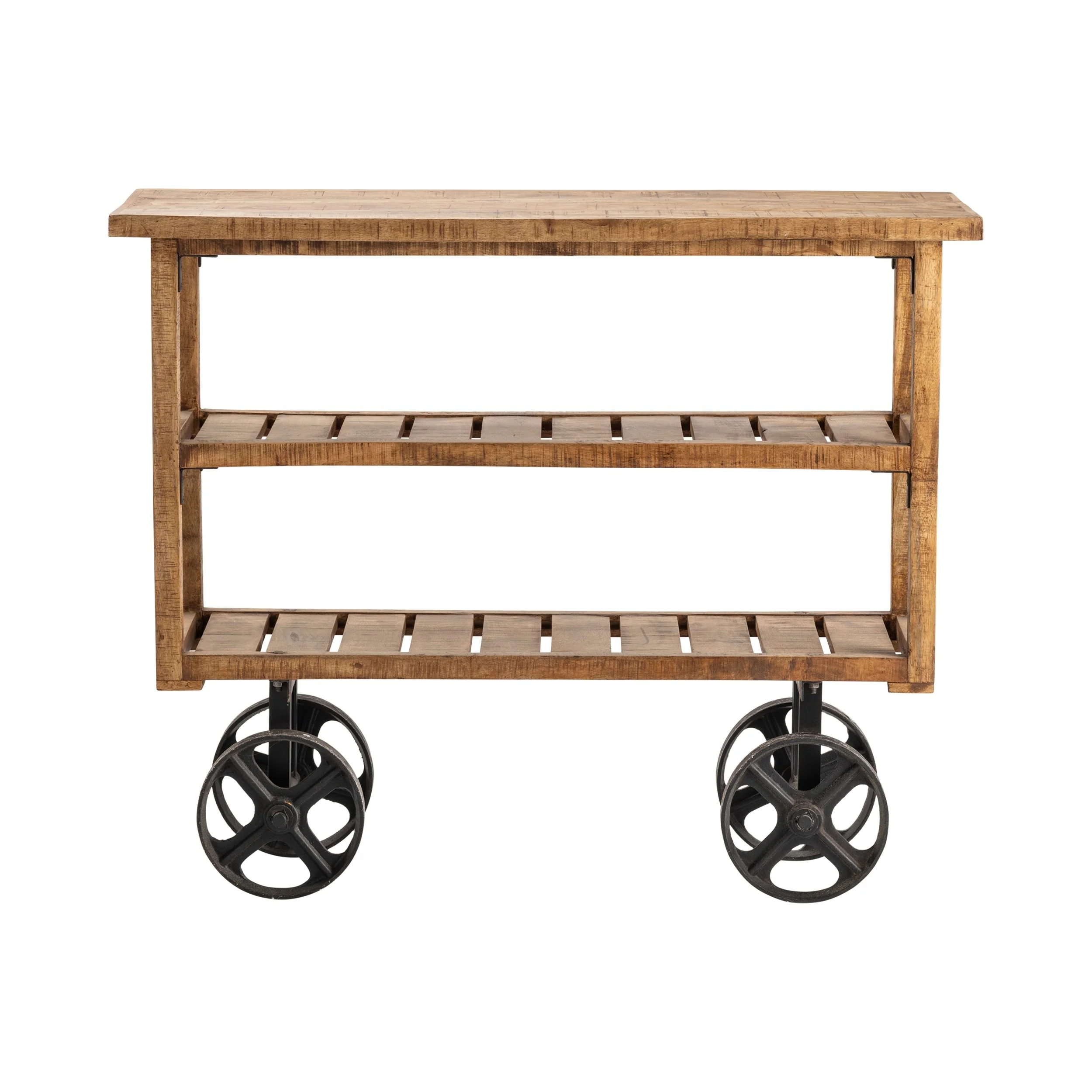 Bengal Manor Mango Wood Industrial Cart - 48x17x39.5