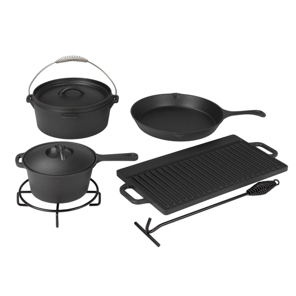 Dutch-Oven-Set, 7-teilig, schwarz