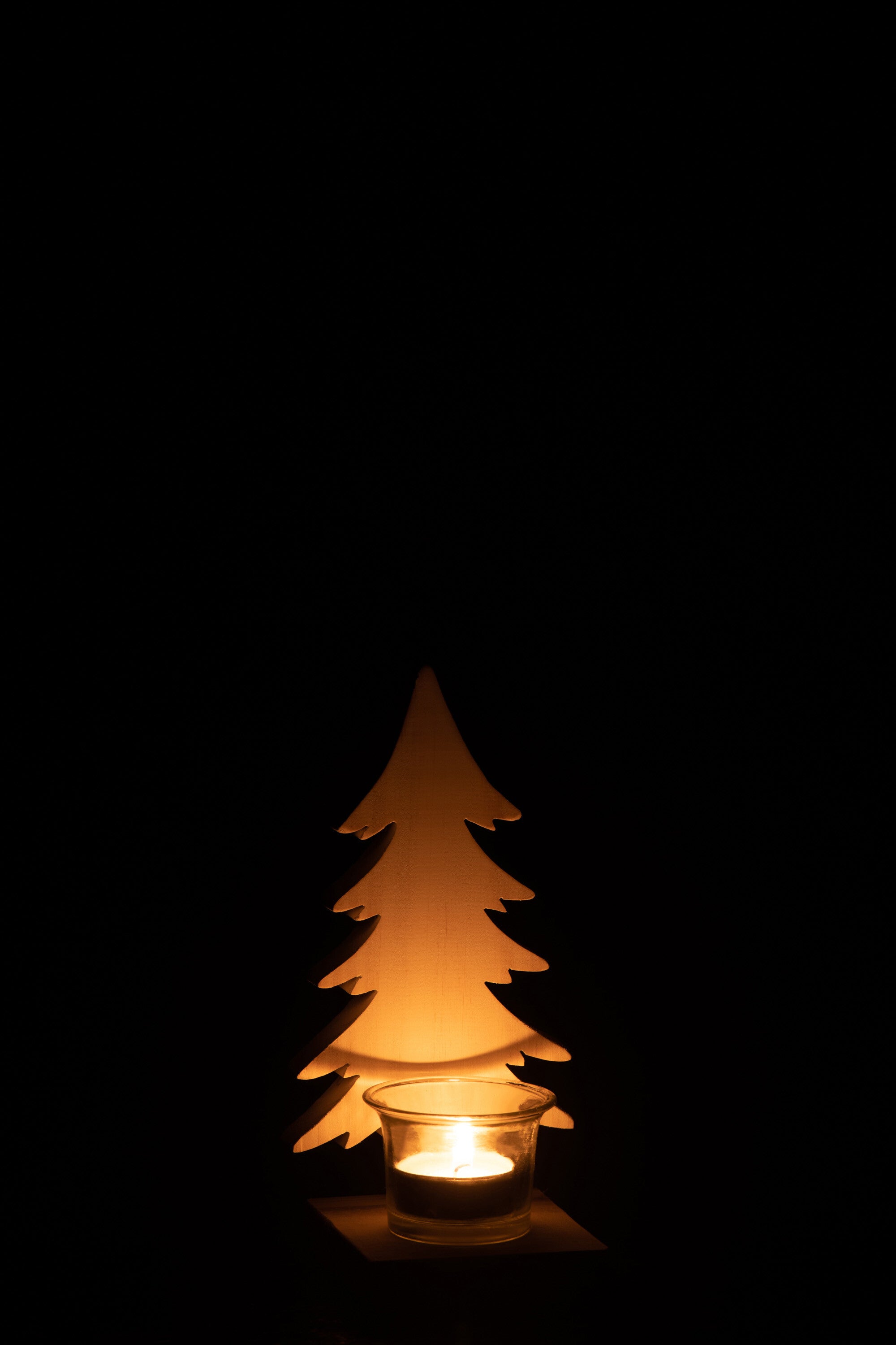 J-Line kaarshouder Kerstboom - hout - wit - 2 stuks