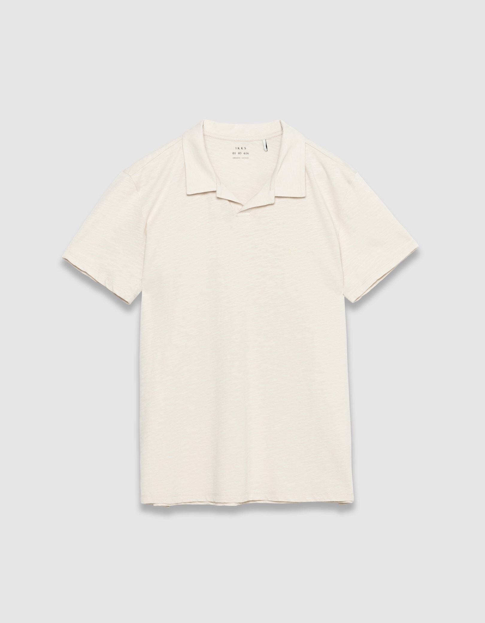 Polo manches courtes beige coton bio flammé Homme