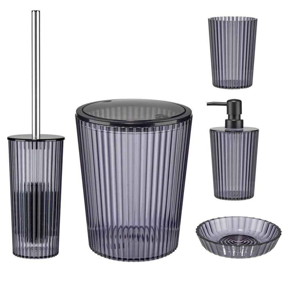 Accessoires salle de bain x5 plastique noir transparent