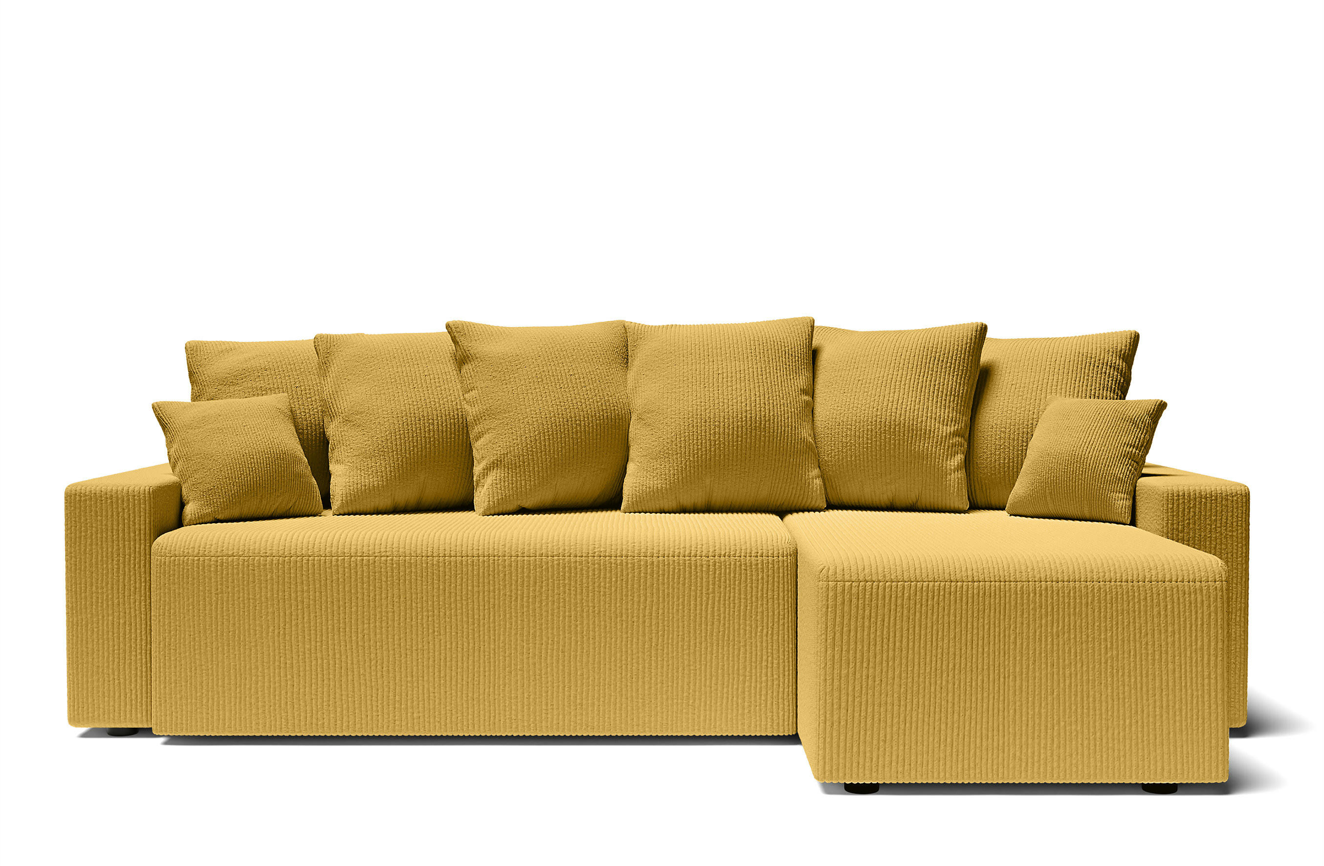 ALMA - Canapé d'angle convertible en velours côtelé 4 places jaune