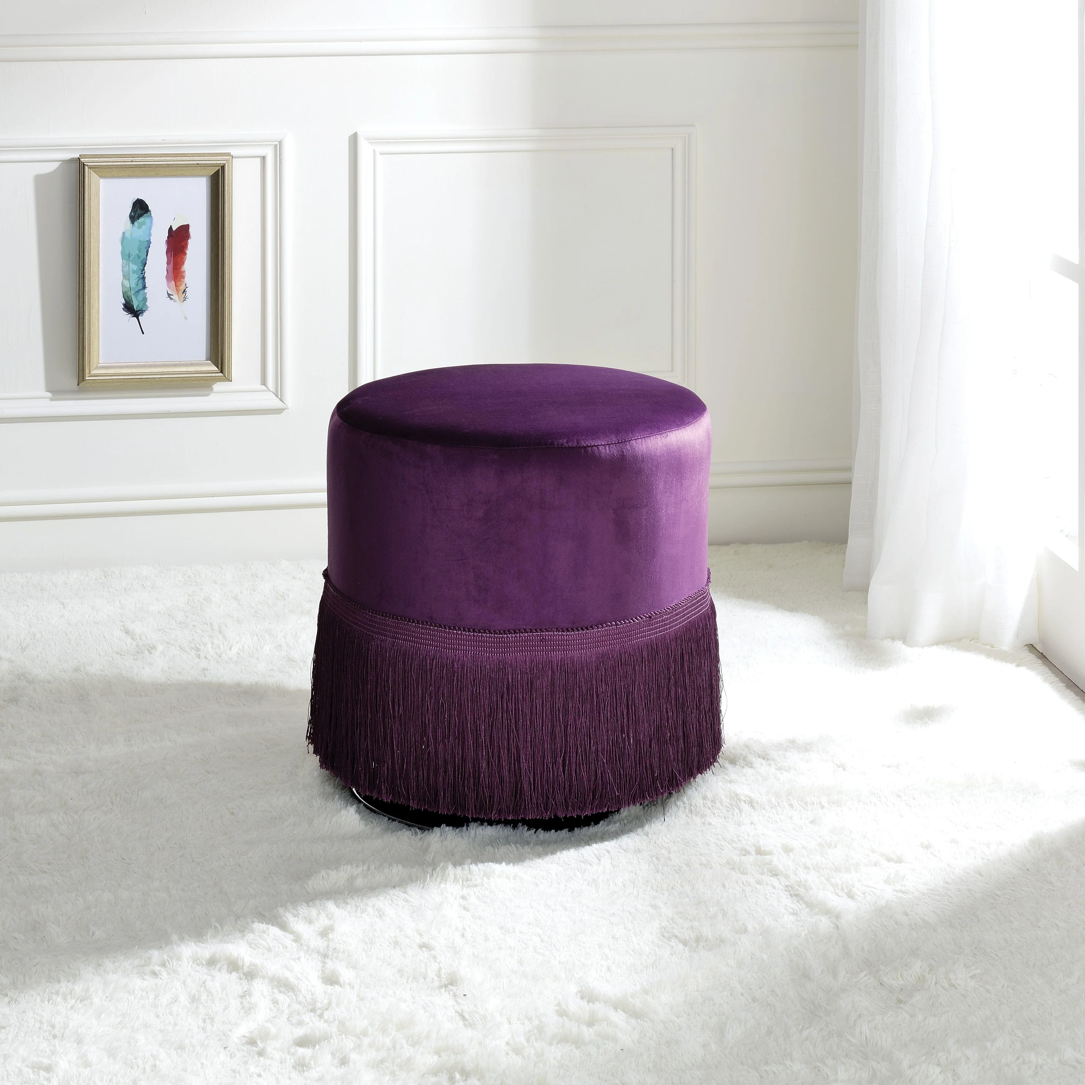ACME Clivia Ottoman in Eggplant