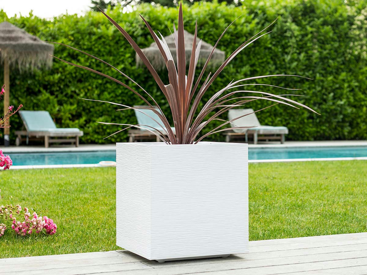 GRAPHIT - Jardinière carrée 40x40x44 cm en polypropylène blanc