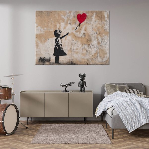 Feeby Obraz na płótnie, Banksy Dziewczynka z balonikiem Beżowy 60x40