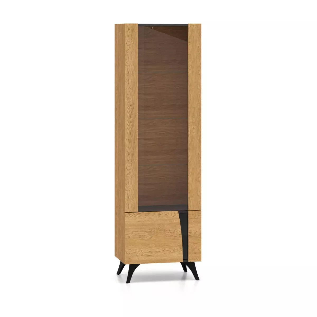 Witryna do salonu HESTIA 1W1D 58cm dąb/czarna lewa