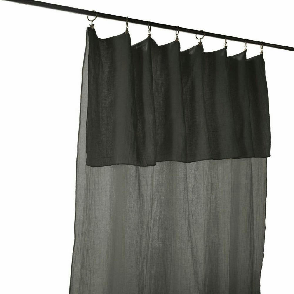 - Rideau ajustable gaze de coton gris 140x300 cm