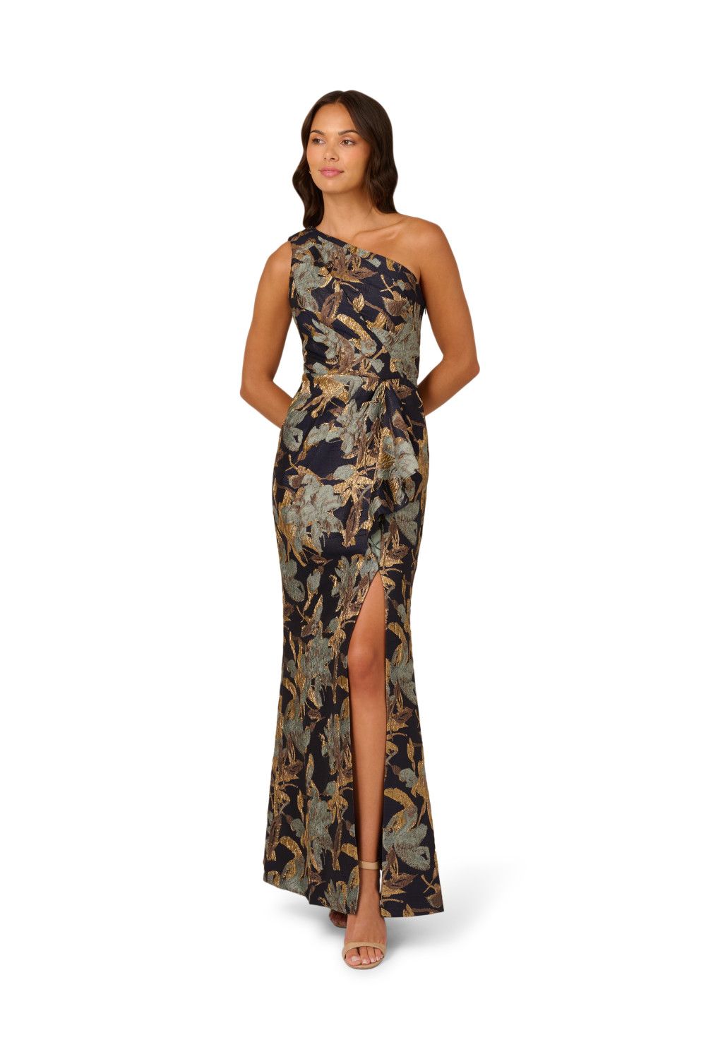 Adrianna Papell One Shoulder Jacquard Dress