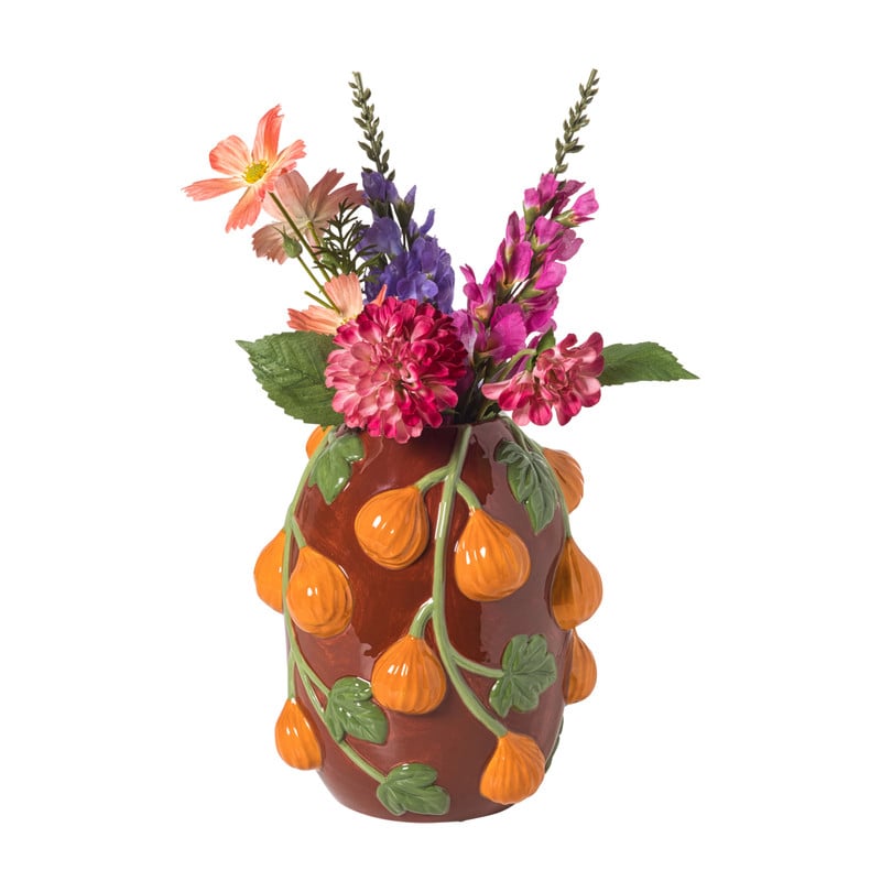 Vaas vijgen - bordeauxrood/oranje - &Oslash;22x24.5 cm