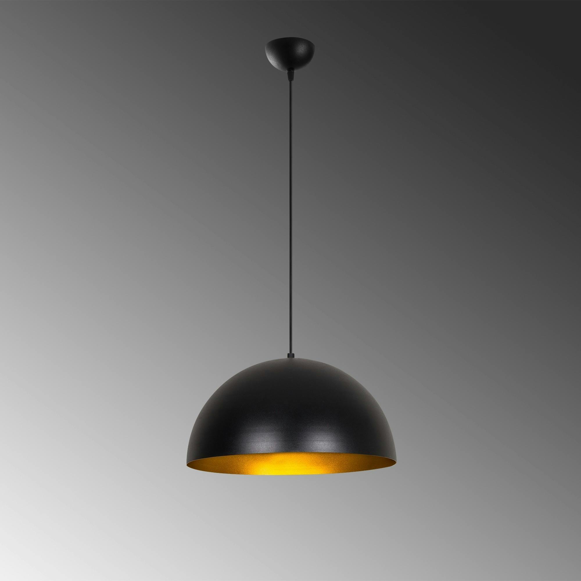 Suspension de table noire, dôme intérieur doré Ø40 cm SILE